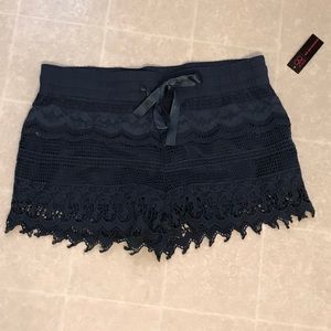 Dusty blue lace shorts